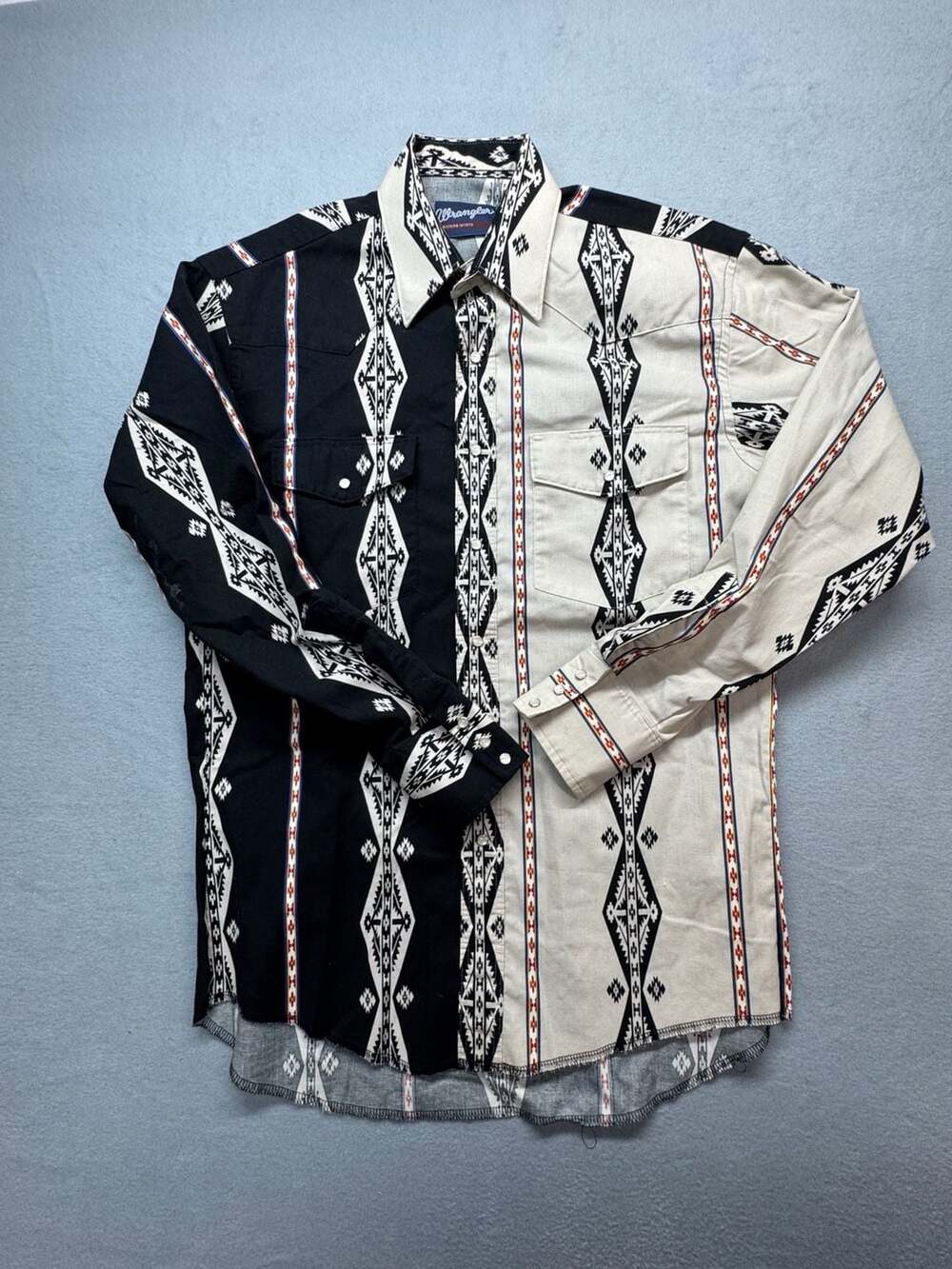 Wrangler Western Shirt Size M Aztec Southwestern Pearl Snap